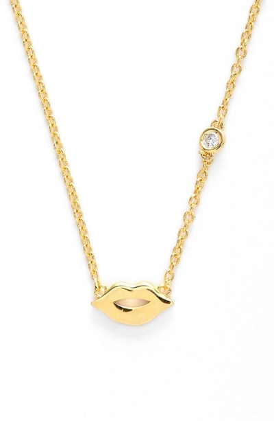 Shop Shy By Se Lips Necklace In Gold