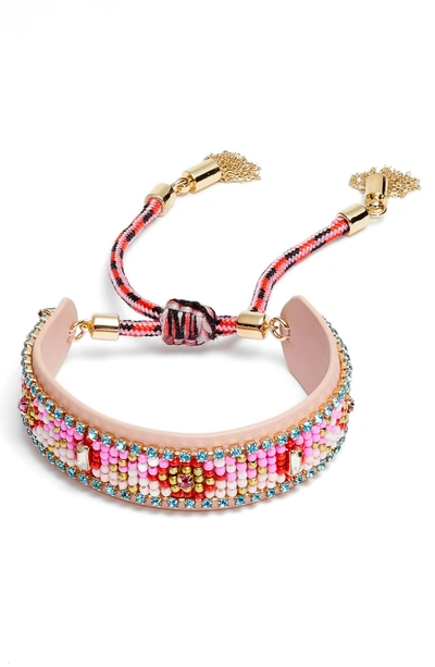 Shop Rebecca Minkoff Seed Bead Friendship Bracelet In Pink Multi