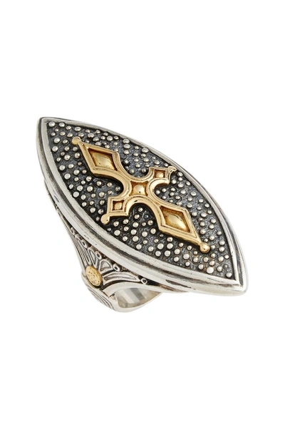 Shop Konstantino 'hebe' Marquise Cross Ring In Silver/ Gold