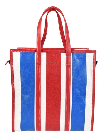 Shop Balenciaga Bazar Small Shopper Bag In Blu-bianco-rod