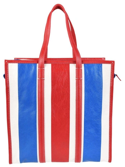 Shop Balenciaga Bazar Small Shopper Bag In Blu-bianco-rod