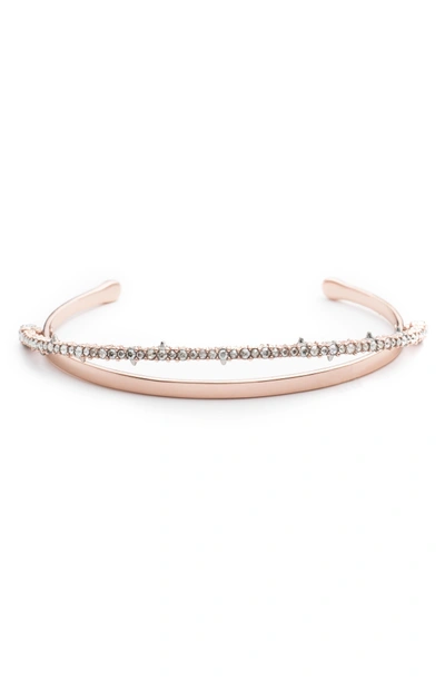 Shop Alexis Bittar Crystal Lace Orbiting Wrist Cuff In Rose Gold