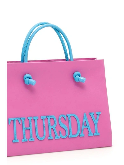 Shop Alberta Ferretti Leather Thursday Shopping Bag In Purple|viola