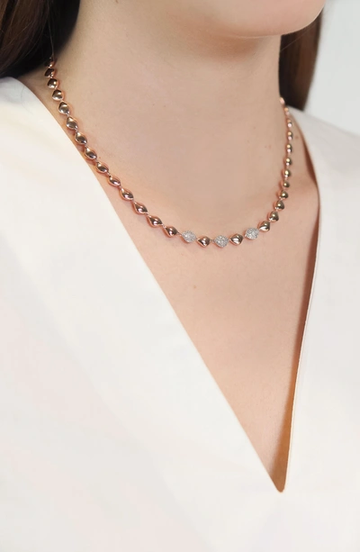 Shop Monica Vinader Nura Diamond Collar Necklace In Rose Gold/ Diamond