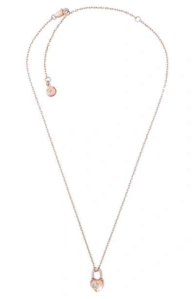 Michael Kors Heart Padlock Pendant Necklace In Rose Gold | ModeSens