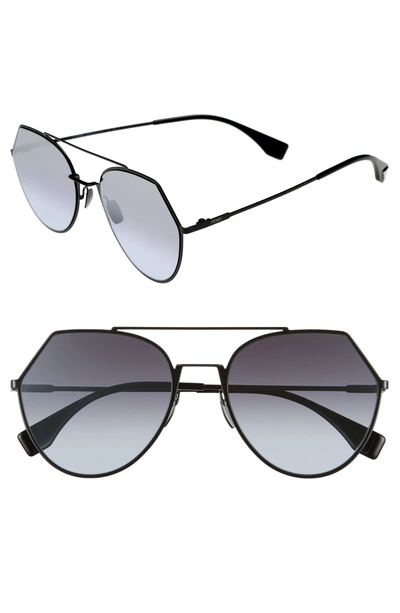 Shop Fendi Eyeline 55mm Sunglasses In Black