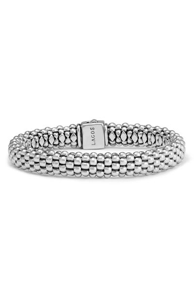 Shop Lagos Caviar Rope Bracelet In Silver