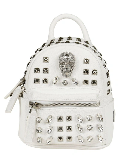 Shop Philipp Plein Shiny Skull Backpack In Bianco