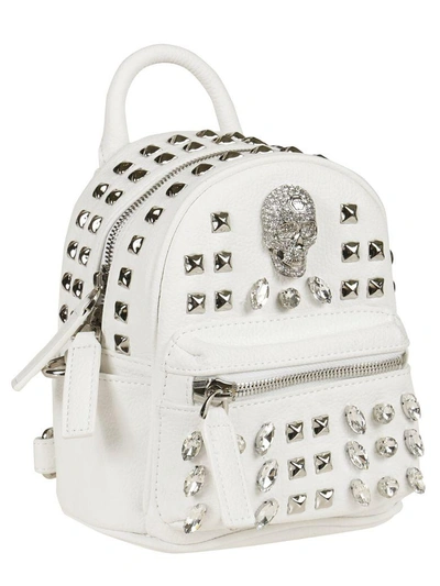 Shop Philipp Plein Shiny Skull Backpack In Bianco