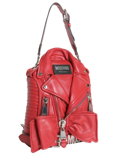 Shop Moschino Ballerina Biker Backpack In Rosso