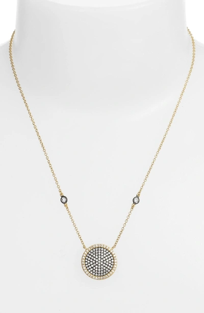 Shop Freida Rothman 'metropolitan' Pave Pendant Necklace In Gold/ Gunmetal/ Clear