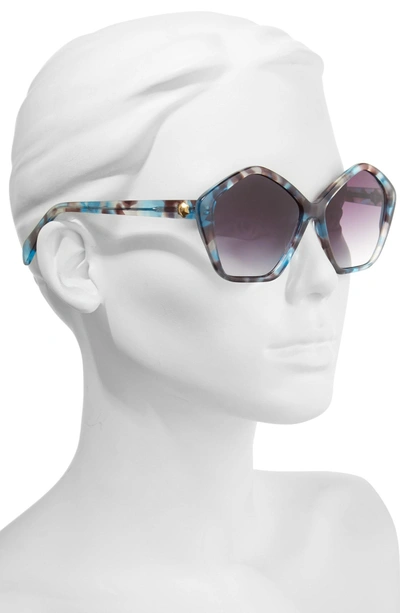 Shop Draper James 57mm Gradient Lens Geometric Sunglasses - Blue Tortoise