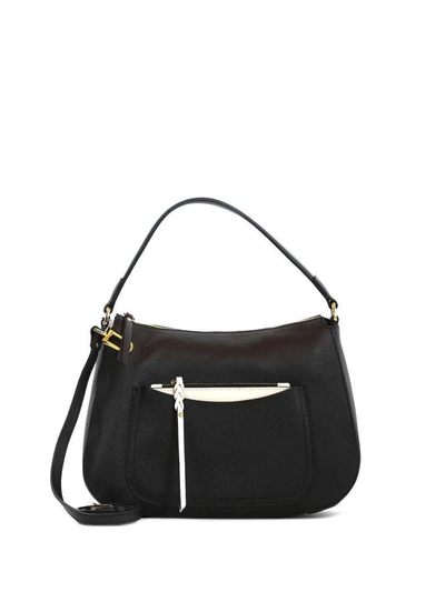 Shop Gianni Chiarini Leather Bag Black In Nero-panna