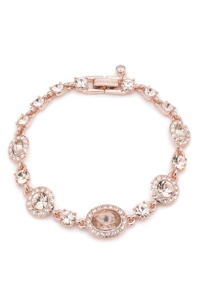 Shop Givenchy Crystal Line Bracelet In Rose Gold / Silk