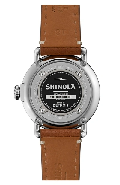 Shop Shinola The Runwell Leather Strap Watch, 36mm In Brown/ White