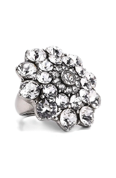Shop Oscar De La Renta Swarovski Crystal Ring In Crystal Silver