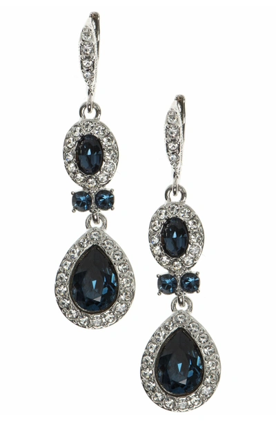 Shop Givenchy Pear Double Drop Earrings In Blue / Silver