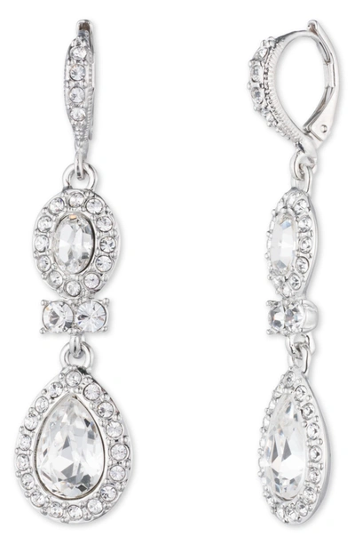 Shop Givenchy Pear Double Drop Earrings In Blue / Silver