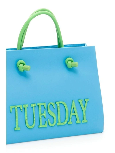Shop Alberta Ferretti Tuesday Leather Shopping Bag In Blu (light Blue)