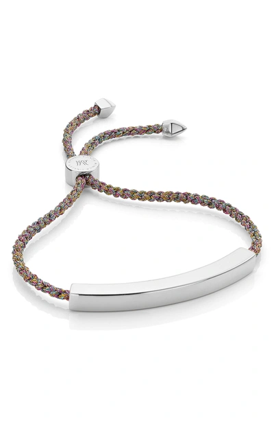 Shop Monica Vinader Engravable Large Linear Friendship Bracelet In Rainbow Metallic/ Silver