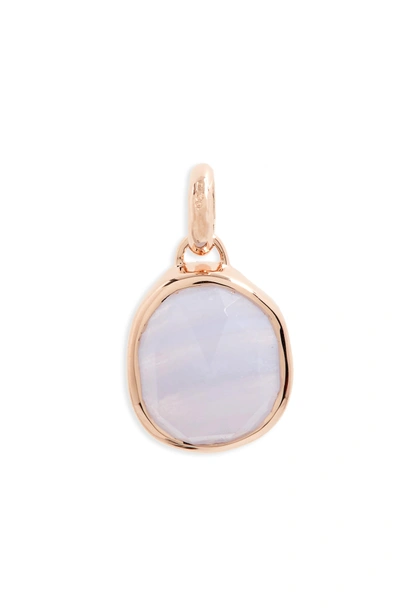 Shop Monica Vinader Siren Medium Bezel Pendant In Blue Lace Agate/ Rose Gold