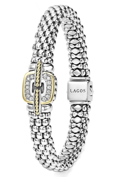 Shop Lagos Cushion Caviar Bracelet In Silver/ Gold