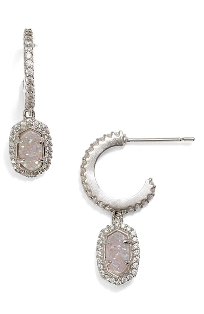 Shop Kendra Scott 'cale' Hoop Earrings In Silver Iridescent Drusy