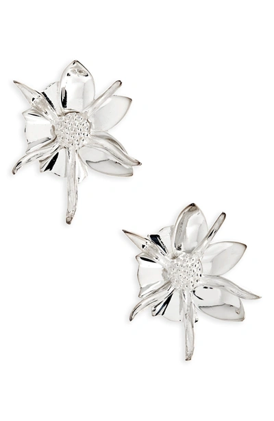 Shop Meadowlark Medium Wildflower Stud Earrings In Silver