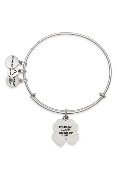 Shop Alex And Ani Four-leaf Clover Adjustable Wire Bangle In Russian Silver