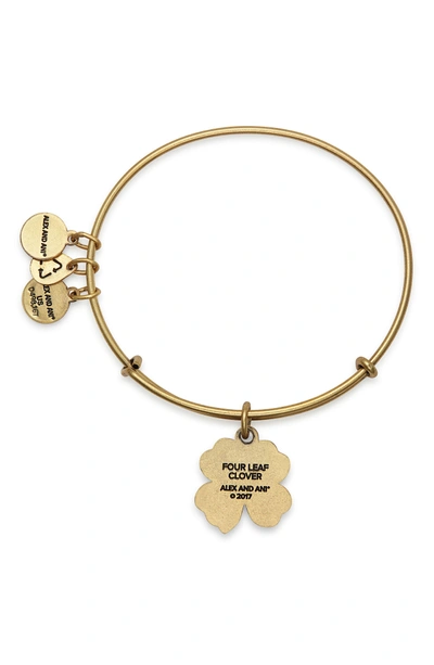 Shop Alex And Ani Four-leaf Clover Adjustable Wire Bangle In Russian Gold