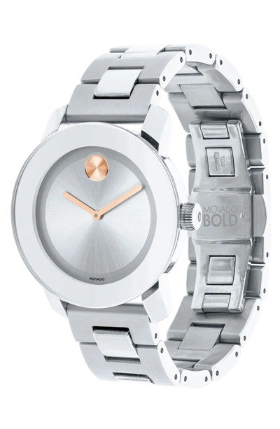 Shop Movado 'bold' Round Bracelet Watch, 36mm In Silver