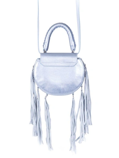 Shop Salar Fringed Leather Shoulder Bag In Sky