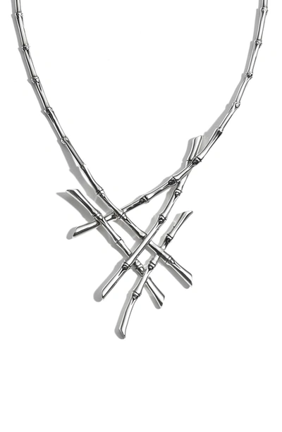 Shop John Hardy Bamboo Frontal Necklace In Silver