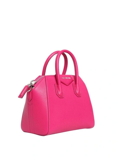 Shop Givenchy Antigona Mini Leather Bag In Fucsia