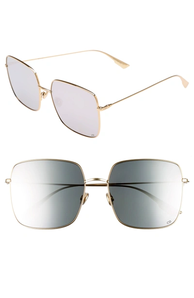 Shop Dior Stellaire 1 59mm Square Sunglasses In Gold/ Silver