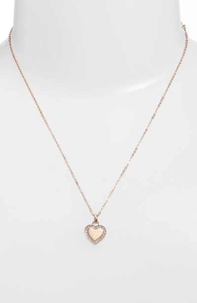 Shop Michael Kors Heart Pendant Necklace In Rose Gold