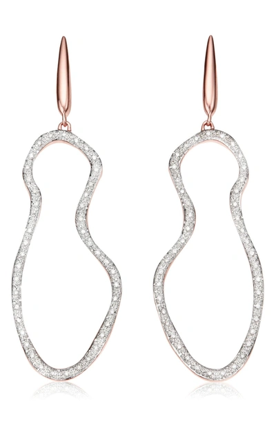Shop Monica Vinader Riva Diamond Drop Earrings In Rose Gold/ Diamond