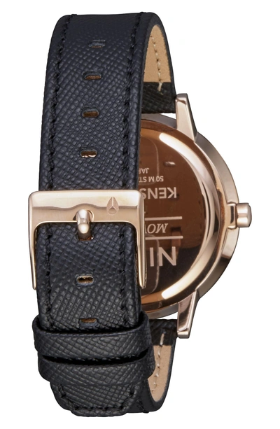 Shop Nixon 'the Kensington' Leather Strap Watch, 37mm In Black/ Rose Gold