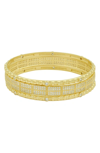 Shop Freida Rothman Amazonian Allure Set Of 3 Pave Bangles In Gold