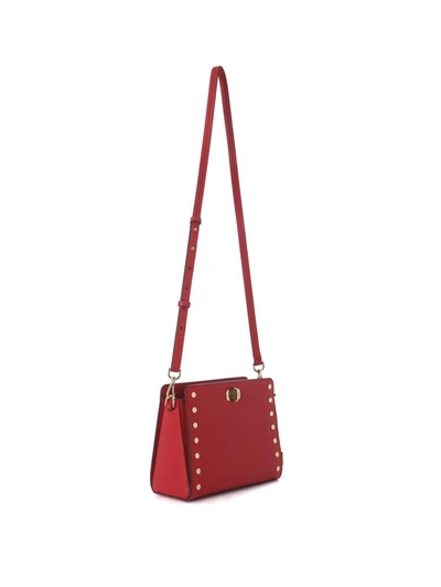 Shop Michael Kors Sylvie Leather Messenger Bag With Studs In Rosso