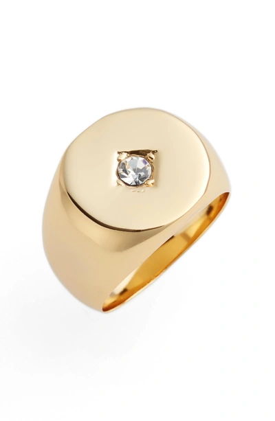 Shop Jules Smith Tulum Signet Ring In Gold/ Clear