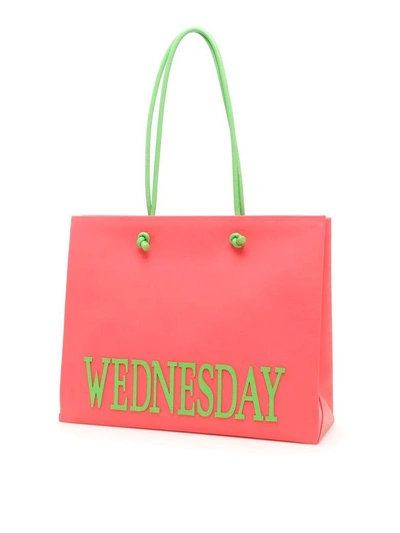 Shop Alberta Ferretti Leather Wednesday Shopping Bag In Pink (pink)