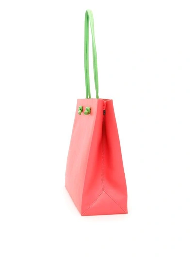 Shop Alberta Ferretti Leather Wednesday Shopping Bag In Pink (pink)