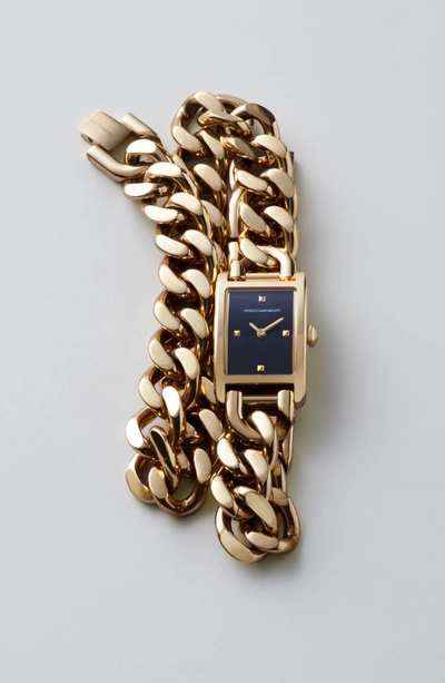 Shop Rebecca Minkoff Moment Chain Wrap Bracelet Watch, 19mm X 30mm In Gold/ Black/ Gold