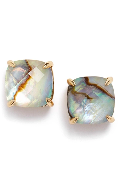 Shop Kate Spade Mini Small Square Semiprecious Stone Stud Earrings In Abalone/ Gold