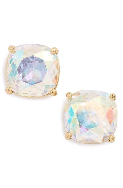 Shop Kate Spade Mini Small Square Semiprecious Stone Stud Earrings In Crystal Ab/ Gold