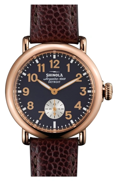 Shop Shinola 'the Runwell' Leather Strap Watch, 36mm In Oxblood/ Midnight Blue