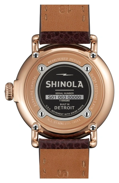 Shop Shinola 'the Runwell' Leather Strap Watch, 36mm In Oxblood/ Midnight Blue