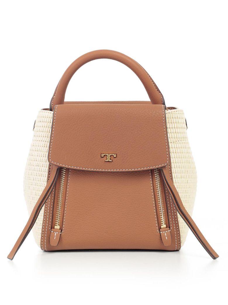 tory burch half moon leather tote