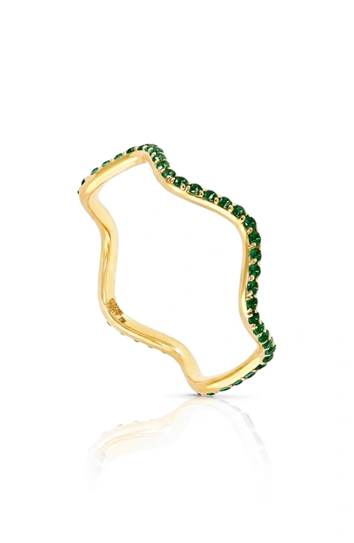Shop Sabine Getty Baby Memphis Tsavorite Wave Band Ring In Yellow Gold